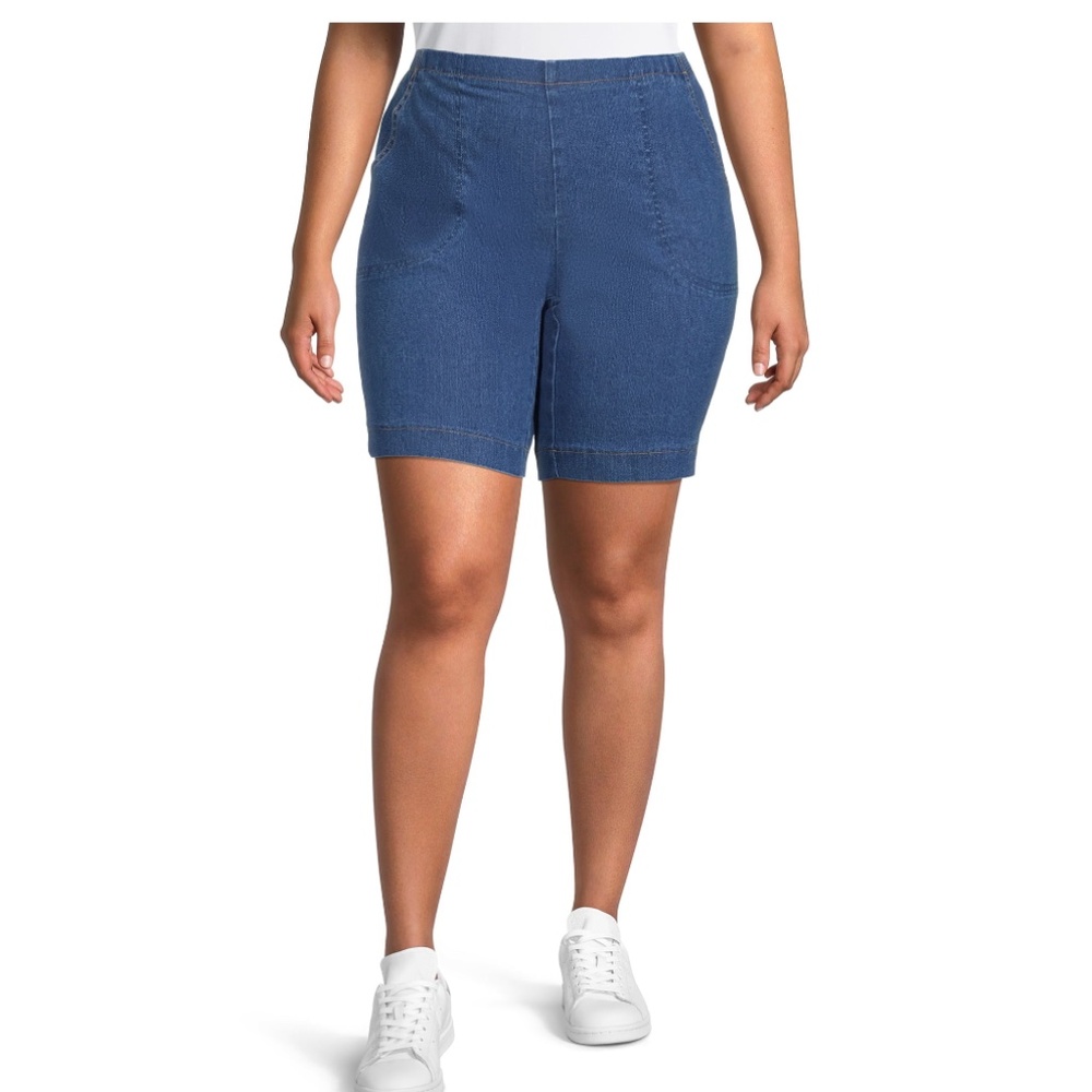 Just My Size Women’s Plus Size Medium Stonewash 2 Pocket Shorts Size 1X NEW
